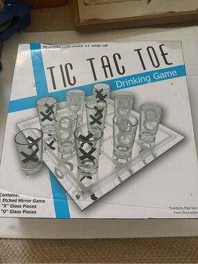 Source Unknown Clear and Black Tic Tac Toe Shot Glass Game